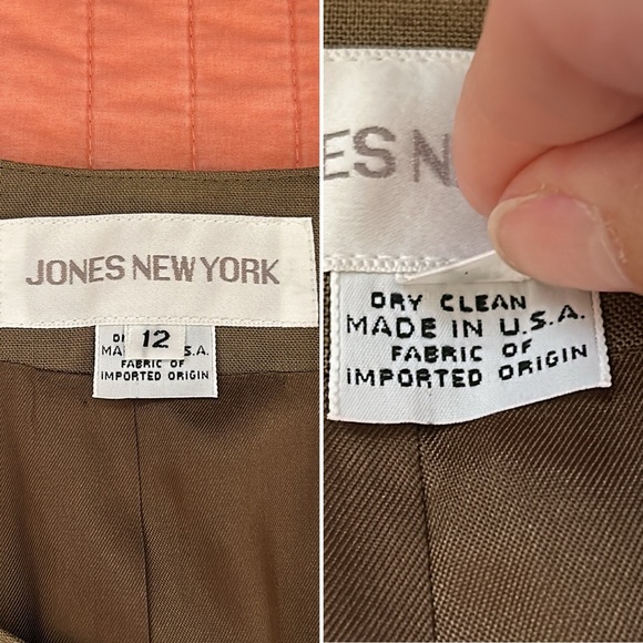 Jones New York Collarless Belted Blazer Jacket Army Green Military size 12 - Picture 13 of 16